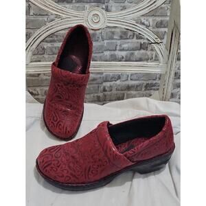 BOC Born Concept Shoes Womens 11 M Peggy Paisley Embossed Wedge Clogs BC5630 Red